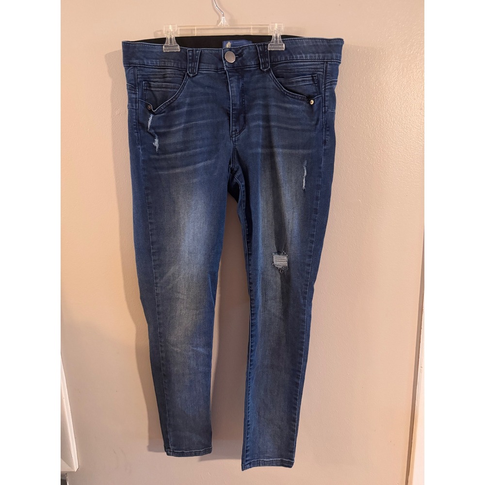 Democracy Absolution Skinny Jeans Womens 16 Dark Wash Distressed Stretch Denim